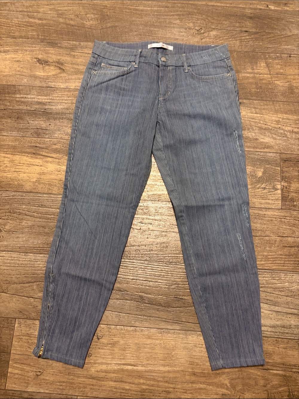 Joe’s Women’s Blue Stripe Slim Jeans with Ankle Zippers